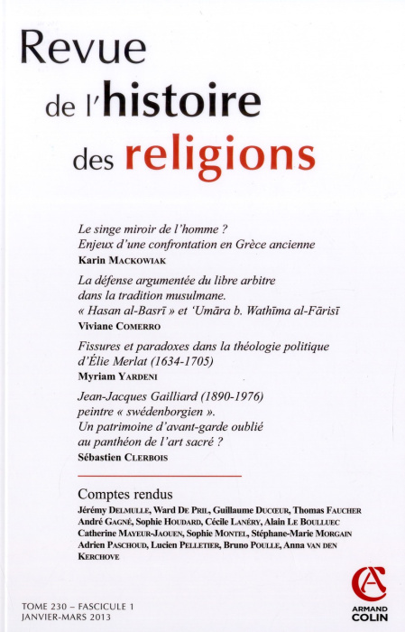 Emprunter Revue de l'histoire des religions Tome 230 N° 1 Janvier-mars 2013 livre