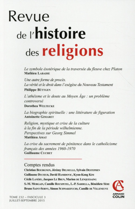 Emprunter Revue de l'histoire des religions Tome 232 N° 3 livre