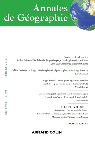 Emprunter Annales de Géographie N° 708, mars-avril 2016 livre