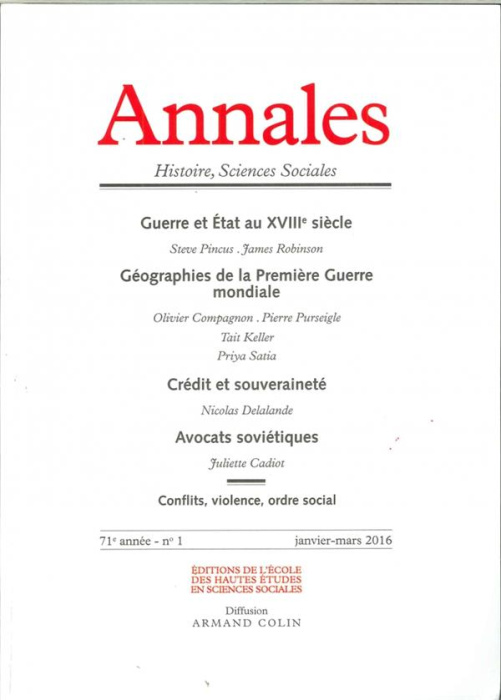 Emprunter Annales Histoire, Sciences Sociales/12016/Annales Histoire, Sciences Sociales Tome 12016 livre