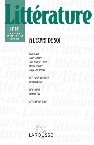Emprunter Littérature n° 181 (1/2016) À l'écart de soi. À l'écart de soi livre