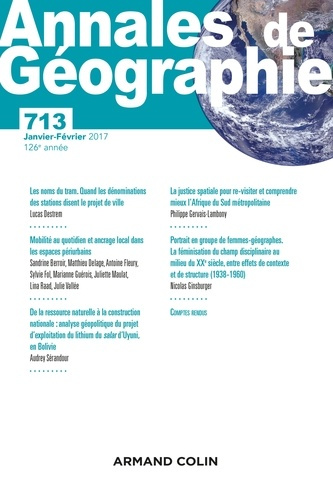 Emprunter Annales de Géographie N° 713, janvier-février 2017 livre