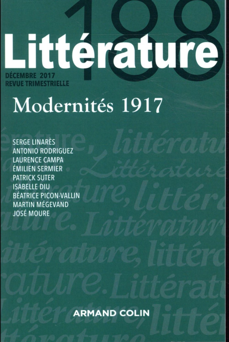 Emprunter LITTERATURE N 188 (4/2017) MODERNITES 1917 livre
