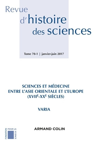 Emprunter Revue d'histoire des sciences N° 1/2017 livre