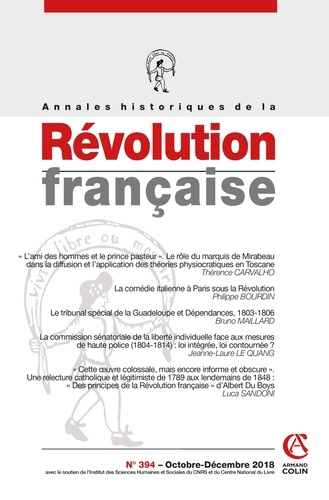 Emprunter Annales historiques de la Révolution française Volume 4 N°394, décmebre 2018 livre