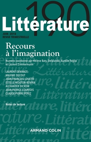 Emprunter Littérature N° 190, Juin 2018 : Recours à l'imagination livre