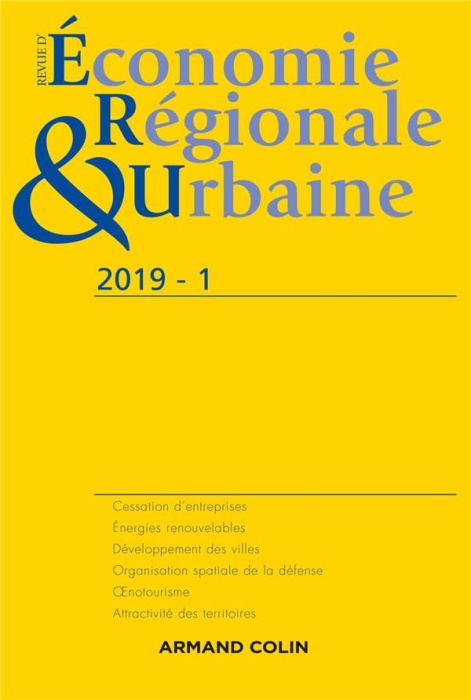 Emprunter Revue d'économie régionale et urbaine N° 1/2019 livre