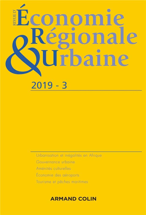 Emprunter Revue d'économie régionale et urbaine N° 3/2019 : Varia livre