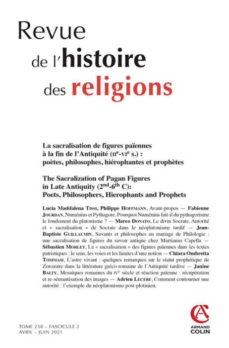 Emprunter Revue de l'histoire des religions Tome 238, N° 2, avril-juin 2021 : La sacralisation de figures païe livre