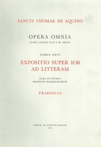 Emprunter Opera Omnia Tome 26 : Expositio super Iob ad litteram. 2 volumes livre