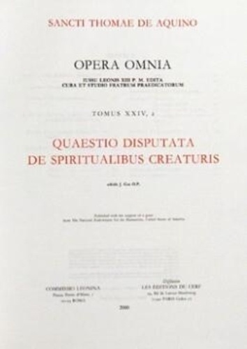 Emprunter Quaestio disputata de spiritualibus creaturis. Tome 24 livre