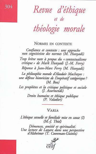 Emprunter Revue d'éthique et de théologie morale N° 304, décembre 2019 : Normes en contexte livre