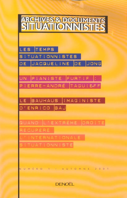 Emprunter Archives et documents situationnistes N° 1 Automne 2001 livre