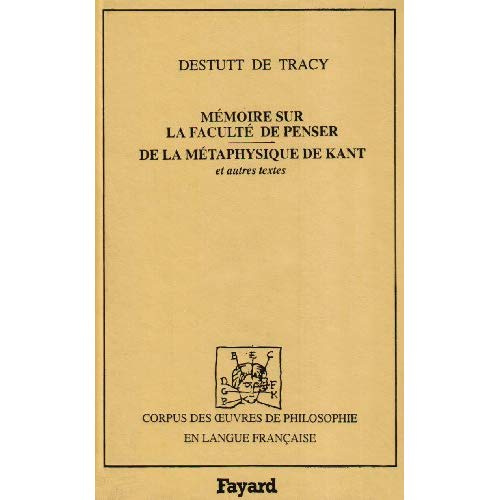 Emprunter MEMOIRE SUR LA FACULTE DE PENSER. DE LA METAPHYSIQUE DE KANT (1798-1802) livre