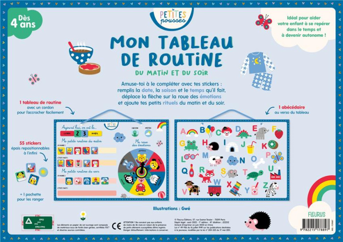 Emprunter Mon tableau de routine du matin au soir. Avec 1 tableau de routine ; 55 stickers ; 1 pochette pour l livre