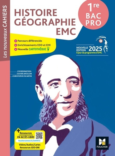 Emprunter Histoire Géographie EMC 1re Bac Pro Les nouveaux cahiers. Edition 2025 livre