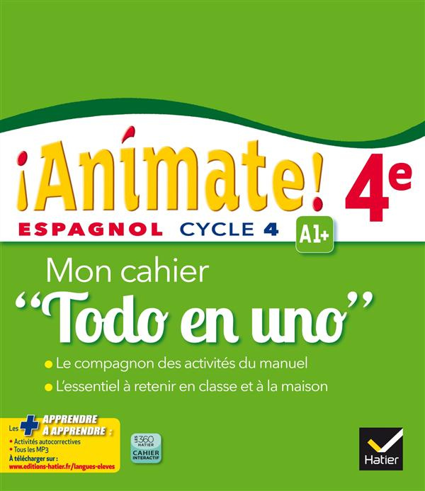 Emprunter Espagnol 4e Animate! A1 . Mon cahier