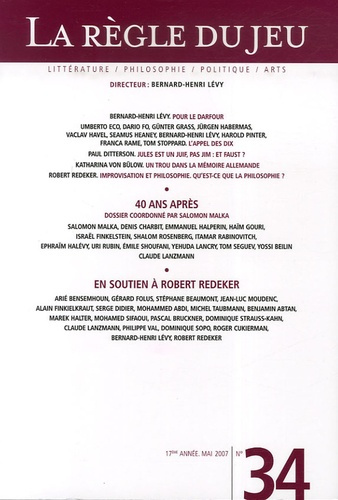 Emprunter La Règle du jeu N° 34, Mai 2007 : Israël: 40 ans après. La guerre des six-jours livre