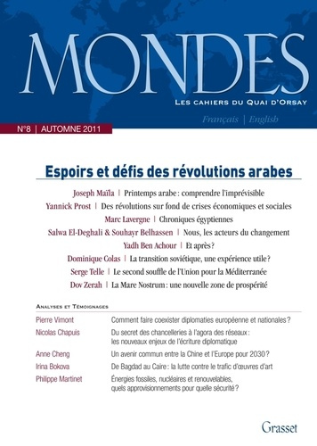 Emprunter Mondes N° 8, automne 2011 : Espoirs et défis des révolutions arabes. Edition bilingue français-angla livre