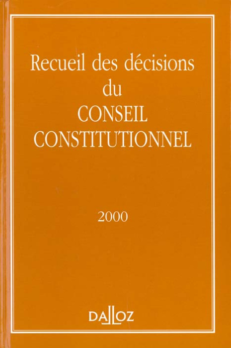 Emprunter Recueil des décisions du Conseil constitutionnel 2000 livre