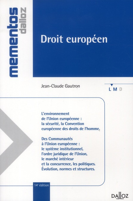 Emprunter DROIT EUROPEEN - 14E ED. - MEMENTOS livre