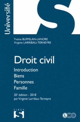 Emprunter Droit civil. Introduction, biens, personnes, famille, 20e édition livre