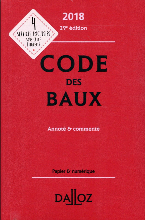 Emprunter CODE DES BAUX 2018, ANNOTE & COMMENTE - 29E ED. livre