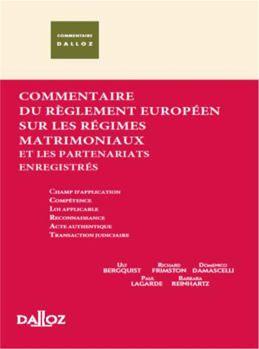 Emprunter Commentaire des règlements européens sur la liquidation des régimes matrimoniaux et les partenariats livre
