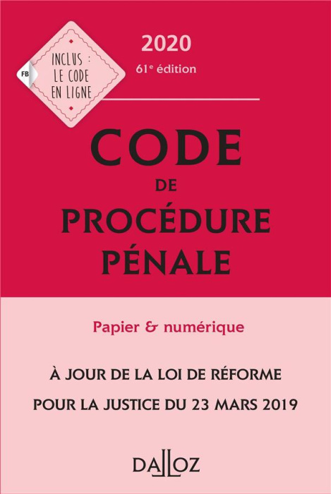 Emprunter Code de procédure pénale annoté. Edition 2020 livre