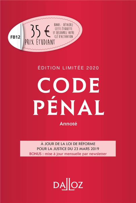 Emprunter Code pénal annoté 2020. Edition limitée livre