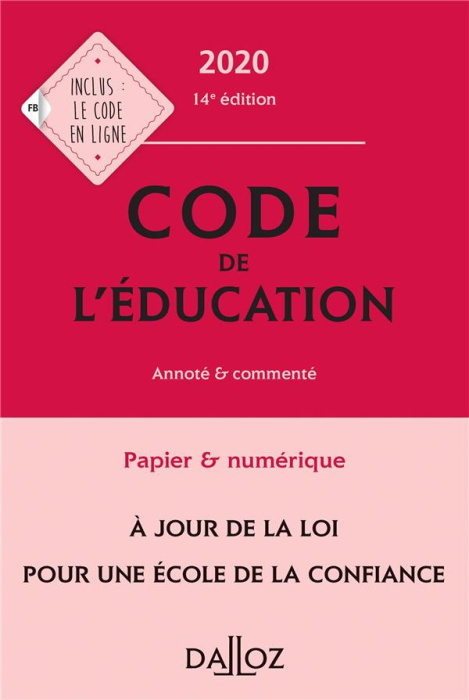 Emprunter Code de l'éducation. Annoté et commenté, Edition 2020 livre