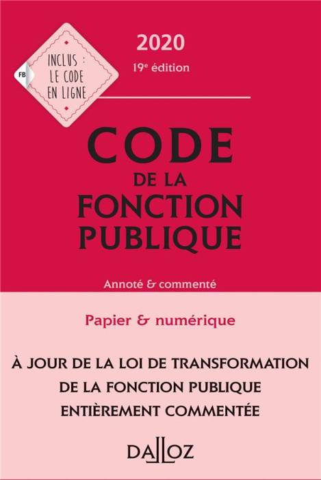 Emprunter Code de la fonction publique. Annoté & commenté, Edition 2020 livre