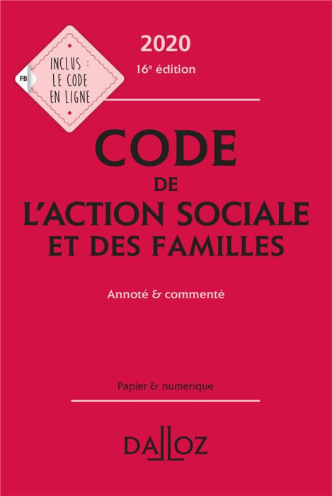 Emprunter Code de l'action sociale et des familles. Annoté & commenté, Edition 2020 livre