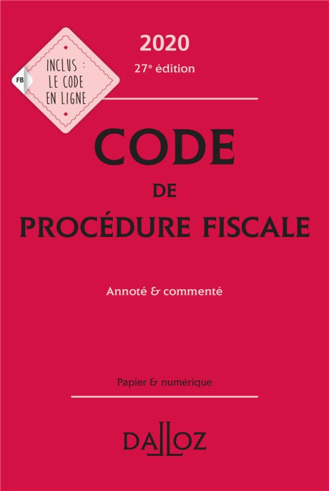 Emprunter Code de procédure fiscale. Annoté & commenté, Edition 2020 livre