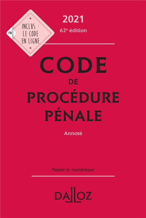 Emprunter CODE DE PROCEDURE PENALE 2021, ANNOTE - 62E ED. livre