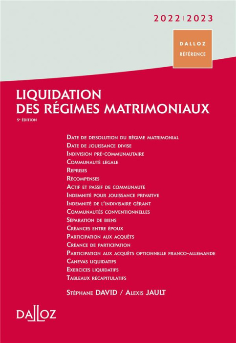 Emprunter Liquidation des régimes matrimoniaux. Edition 2022-2023 livre