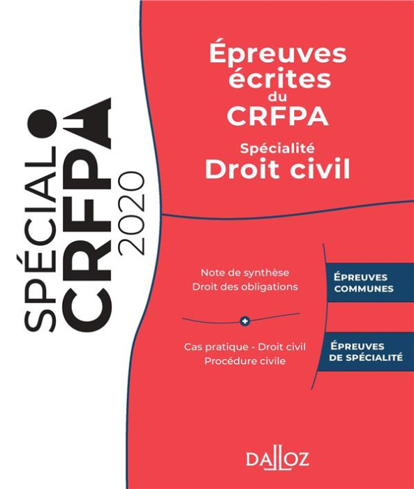 Emprunter Epreuves écrites du CRFPA. Spécialité Droit civil, Edition 2020 livre