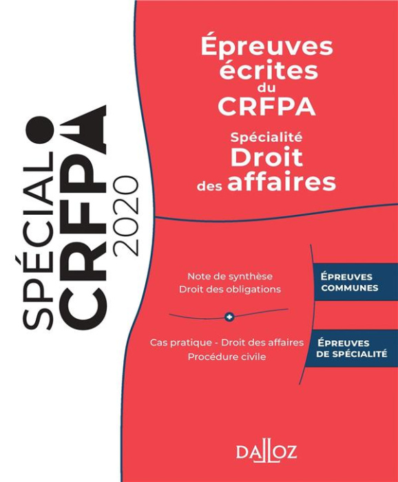 Emprunter Epreuves écrites du CRFPA. Spécialité Droit des affaires, Edition 2020 livre