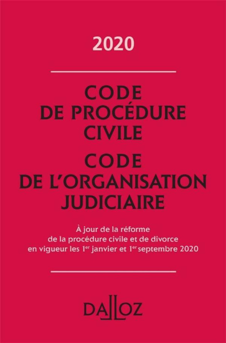 Emprunter Code de procédure civile. Code de l'organisation judiciaire, Edition 2020 livre