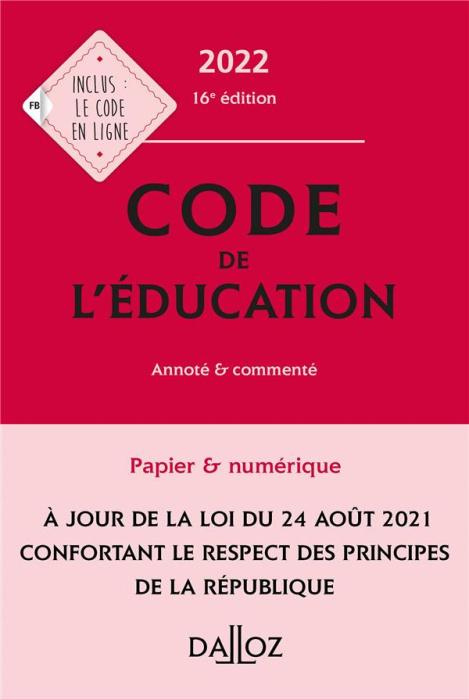 Emprunter Code de l'éducation. Annoté et commenté, Edition 2022 livre