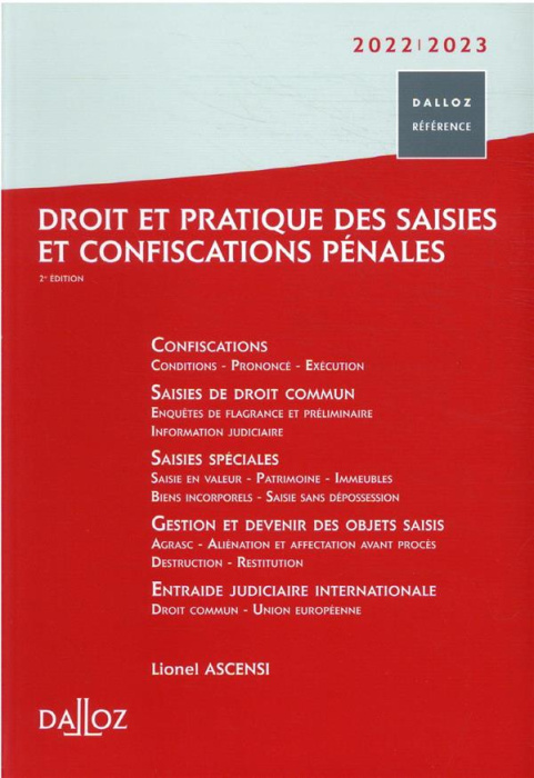 Emprunter Droit et pratique des saisies et confiscations pénales. Edition 2022-2023 livre
