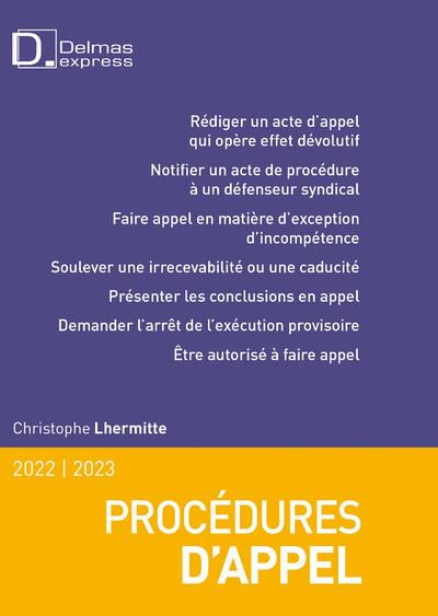 Emprunter Procédures d'appel. Edition 2022-2023 livre
