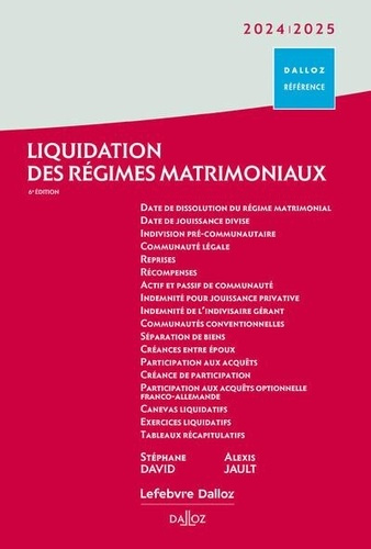 Emprunter Liquidation des régimes matrimoniaux. Edition 2024-2025 livre