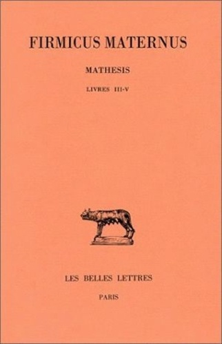 Emprunter Mathesis. Tome 2, Livres III-V, Edition bilingue français-latin livre