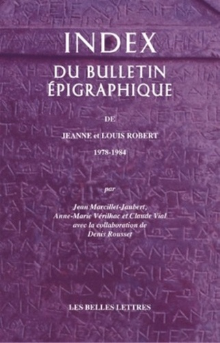 Emprunter Index du bulletin épigraphique de J. et L. Robert 1978-1984 livre