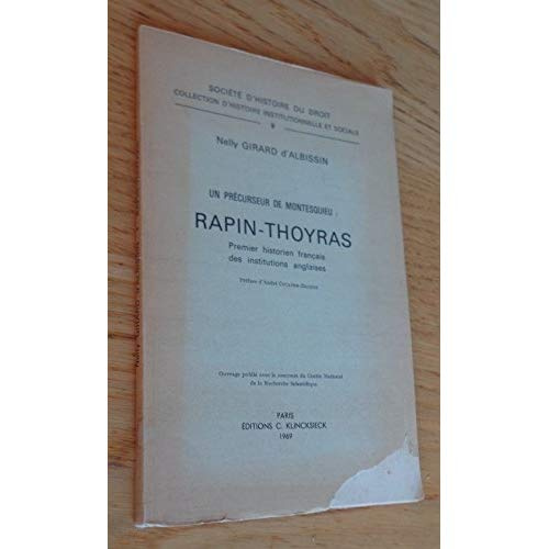Emprunter Rapin-Thoyras un précurseur de Montesquieu livre
