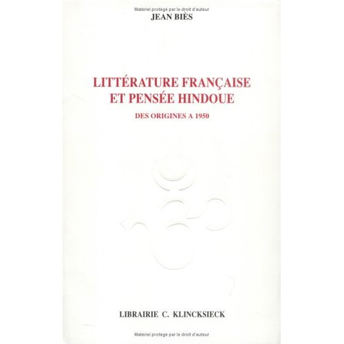 Emprunter Littérature française et pensée hindoue des origines à 1950 livre