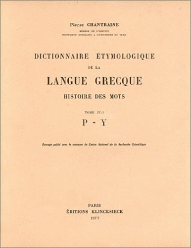 Emprunter Dictionnaire étymologique de la langue grecque livre