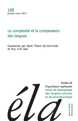 Emprunter Etudes de Linguistique Appliquée N° 185, Janvier-mars 2017 : La complexité et la comparaison des lan livre
