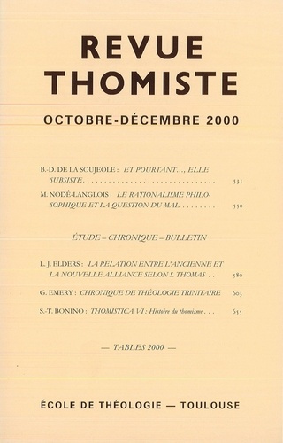 Emprunter Revue thomiste N° 4/2000, octobre-décembre 2000 livre